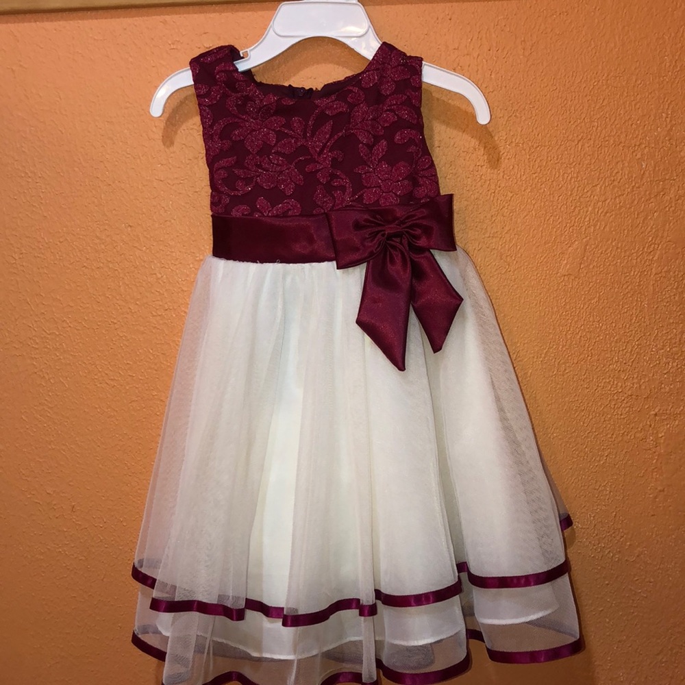 Little girls burgundy dress